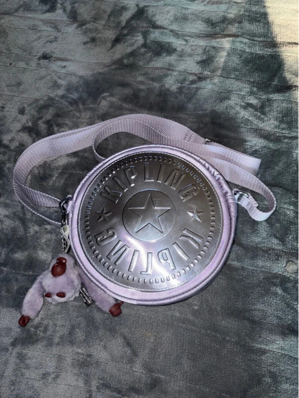 NWOT Kipling Purple Crossbody Bag With Matching Monkey Keychain